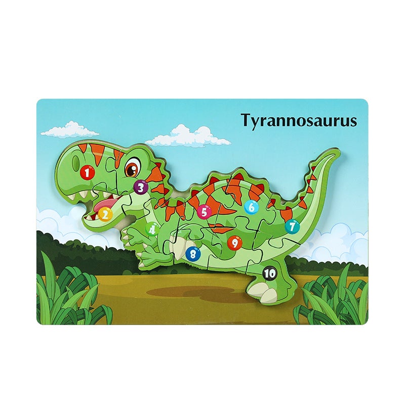 Wooden Animal Traffic Cognitive Cartoon Three-Dimensional Puzzle Toy Early Education Educational Children'S Big Block Matching Toy - Image 1